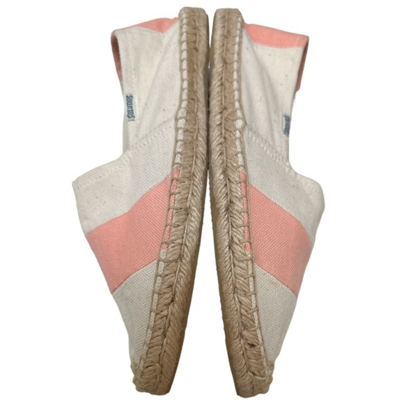 Soludos Barca Espadrille Peach and Cream Canvas Upper  Flat Size 9 flawed - Picture 5 of 16